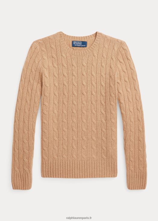 l'iconique pull en cachemire torsadé 46T60T6206 enfants Ralph Lauren nouveau mélange camel