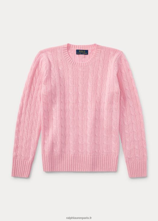 l'iconique pull en cachemire torsadé 46T60T6207 enfants Ralph Lauren rose carmel