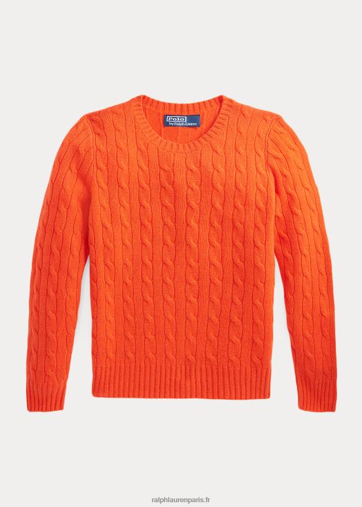 l'iconique pull en cachemire torsadé 46T60T6210 enfants Ralph Lauren orange actif