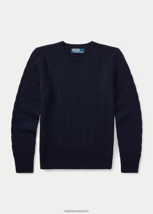 l'iconique pull en cachemire torsadé 46T60T6214 enfants Ralph Lauren marine raffinée