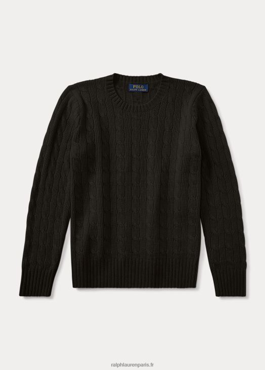 l'iconique pull en cachemire torsadé 46T60T6215 enfants Ralph Lauren noir