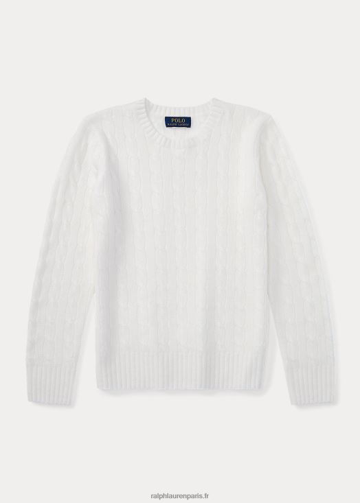l'iconique pull en cachemire torsadé 46T60T6218 enfants Ralph Lauren blanc chaud