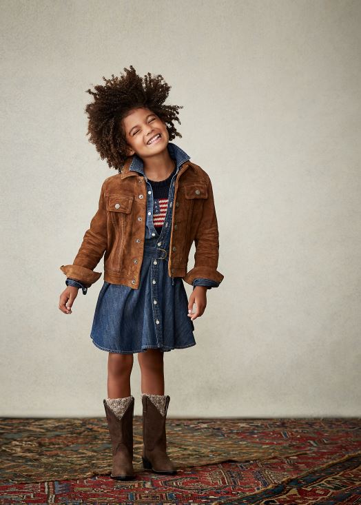 pull à col rond en coton à drapeau 46T60T6793 enfants Ralph Lauren chasseur marine