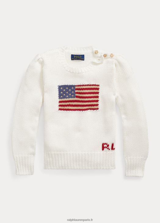 pull à col rond en coton à drapeau 46T60T6794 enfants Ralph Lauren névis