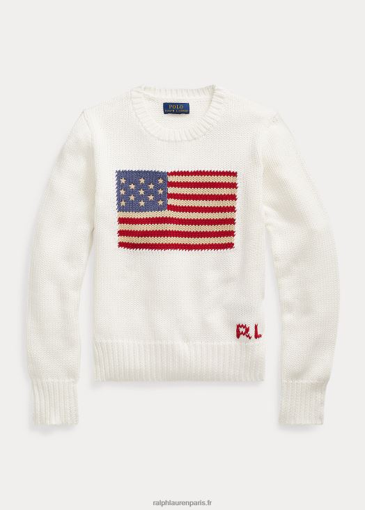 pull à col rond en coton à drapeau 46T60T7232 enfants Ralph Lauren névis