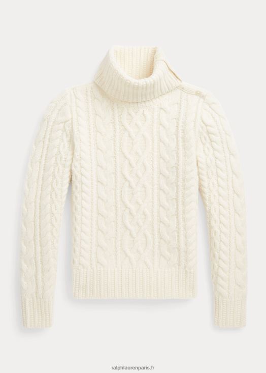 pull à col roulé en laine mélangée aran 46T60T7507 enfants Ralph Lauren crème de club