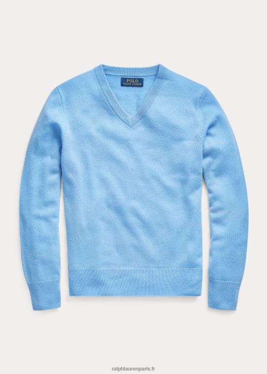 pull col v en cachemire 46T60T6267 enfants Ralph Lauren nouveau bleu champ de litière