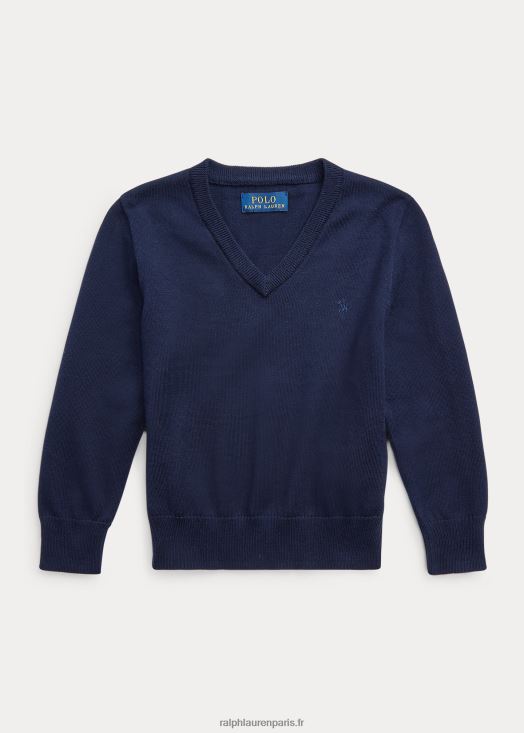 pull col v en coton 46T60T5919 enfants Ralph Lauren marine rl