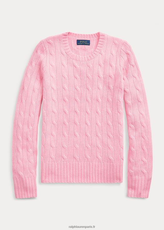 pull en cachemire à torsades 46T60T7192 enfants Ralph Lauren rose carmel