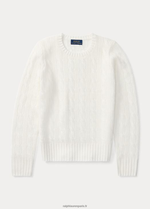 pull en cachemire à torsades 46T60T7193 enfants Ralph Lauren blanc chaud