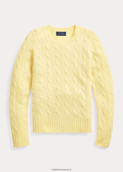 pull en cachemire à torsades 46T60T7195 enfants Ralph Lauren beekman jaune