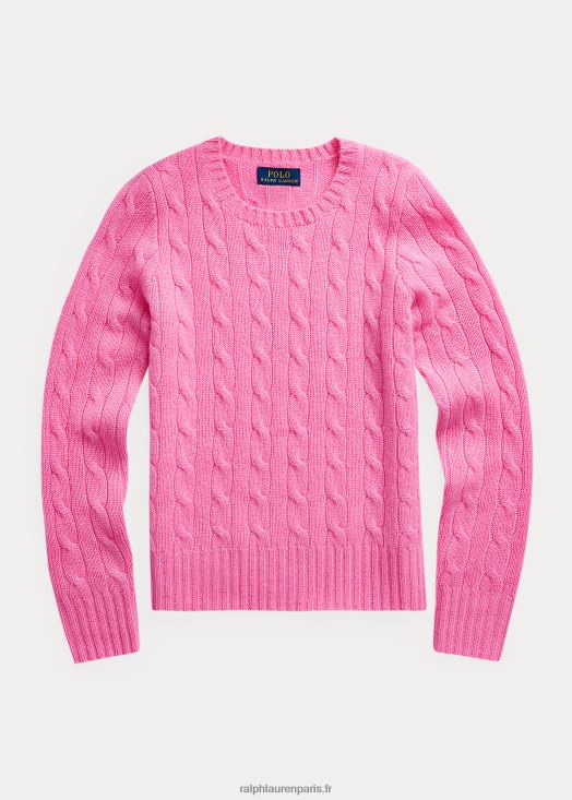 pull en cachemire à torsades 46T60T7200 enfants Ralph Lauren rose hammond