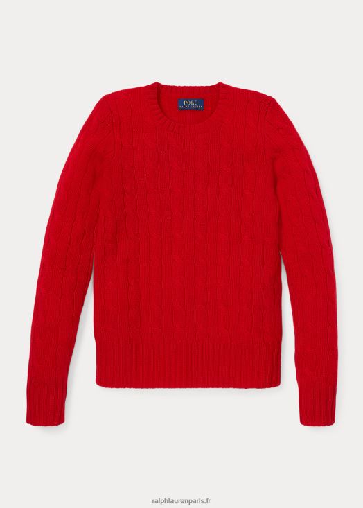 pull en cachemire à torsades 46T60T7201 enfants Ralph Lauren rl 2000 rouge