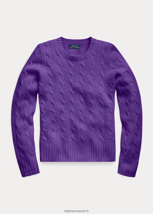 pull en cachemire à torsades 46T60T7202 enfants Ralph Lauren lilas royal