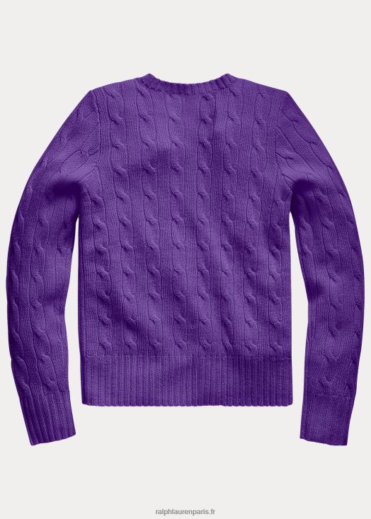 pull en cachemire à torsades 46T60T7202 enfants Ralph Lauren lilas royal