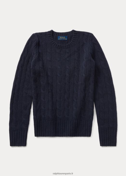 pull en cachemire à torsades 46T60T7203 enfants Ralph Lauren marine raffinée