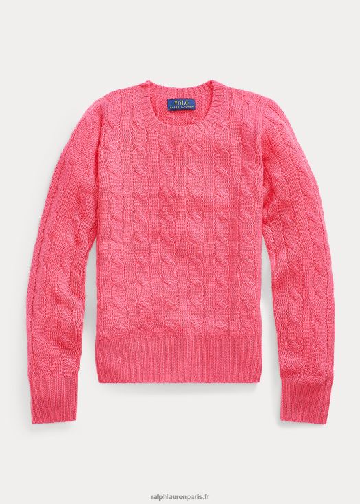 pull en cachemire à torsades 46T60T7204 enfants Ralph Lauren terre rose