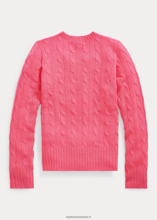 pull en cachemire à torsades 46T60T7204 enfants Ralph Lauren terre rose