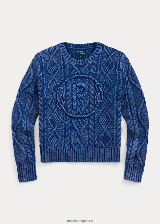 pull en coton à appliqué nautique 46T60T7520 enfants Ralph Lauren marine royale lavée