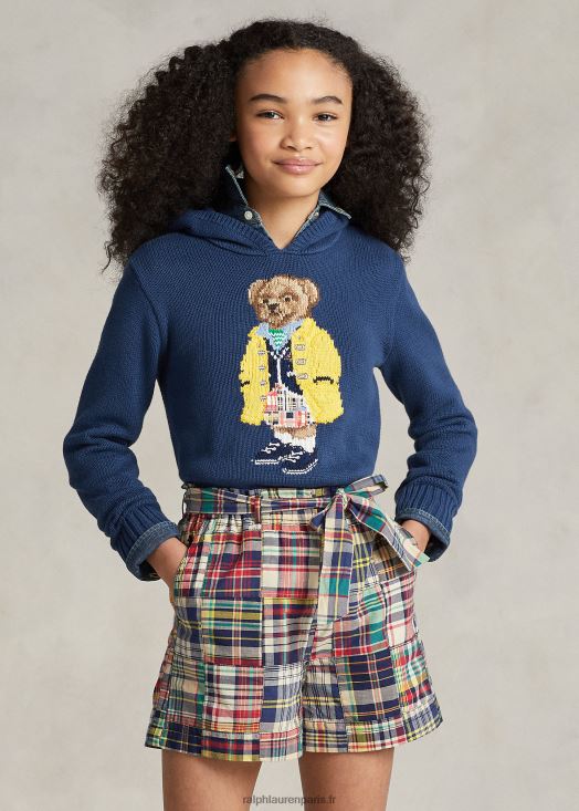 pull en coton à capuche polo bear 46T60T7494 enfants Ralph Lauren bleu rustique