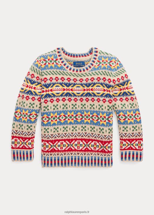 pull en coton mélangé jacquard 46T60T5836 enfants Ralph Lauren multi fairisle