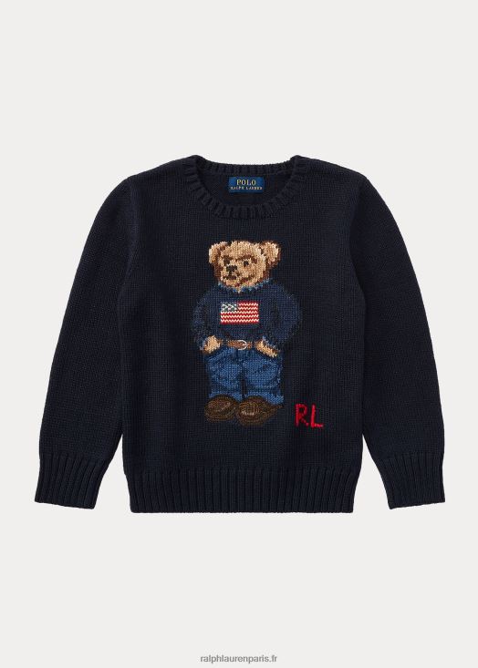 pull en coton polo ours 46T60T5945 enfants Ralph Lauren chasseur marine