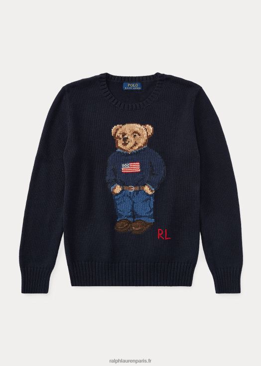 pull en coton polo ours 46T60T6310 enfants Ralph Lauren chasseur marine