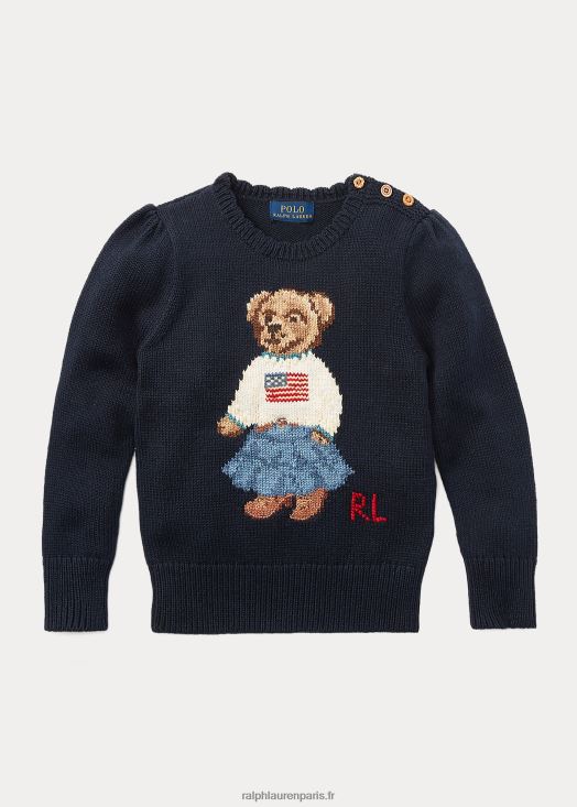 pull en coton polo ours 46T60T6930 enfants Ralph Lauren chasseur marine