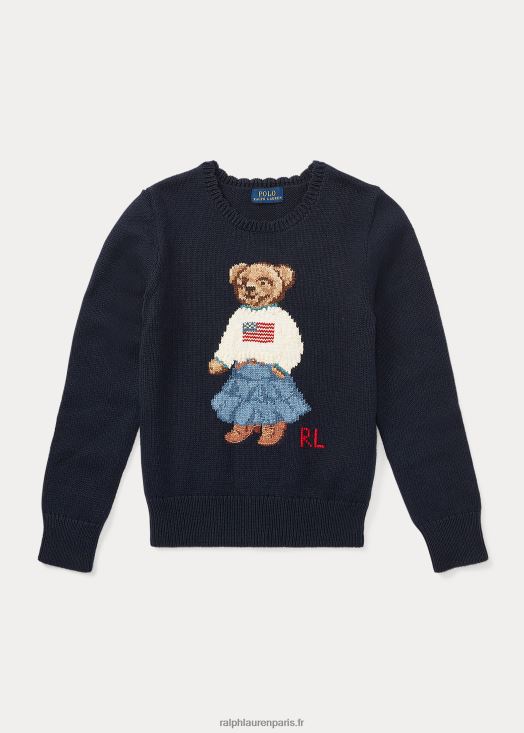 pull en coton polo ours 46T60T7237 enfants Ralph Lauren chasseur marine