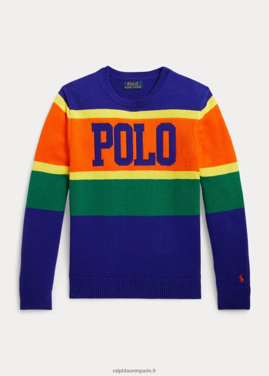 pull en coton à rayures 46T60T9932 enfants Ralph Lauren ville royale multi