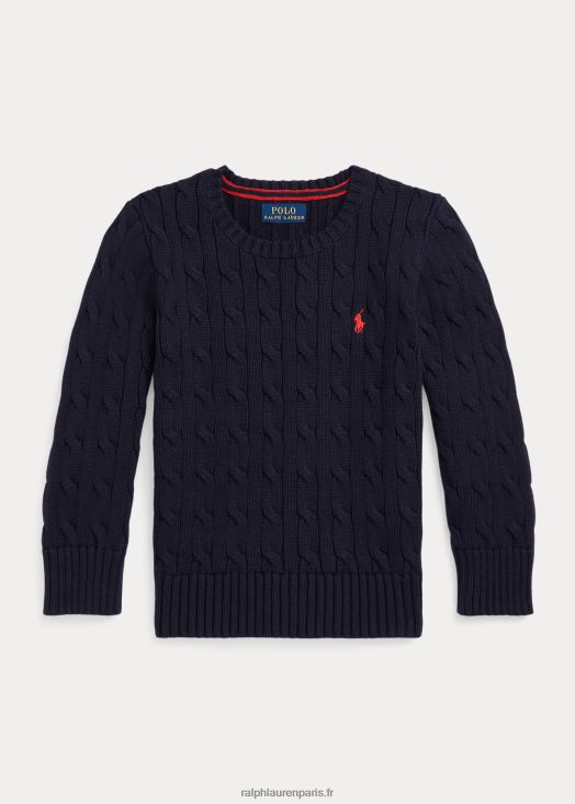 pull en coton à torsades 46T60T6419 enfants Ralph Lauren marine rl