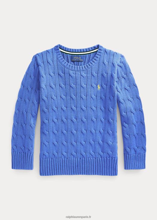 pull en coton à torsades 46T60T6420 enfants Ralph Lauren bleu de l'île du port