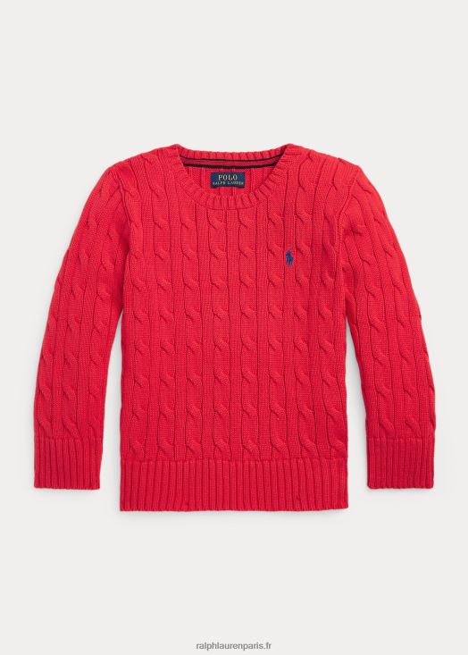 pull en coton à torsades 46T60T6421 enfants Ralph Lauren tribord rouge