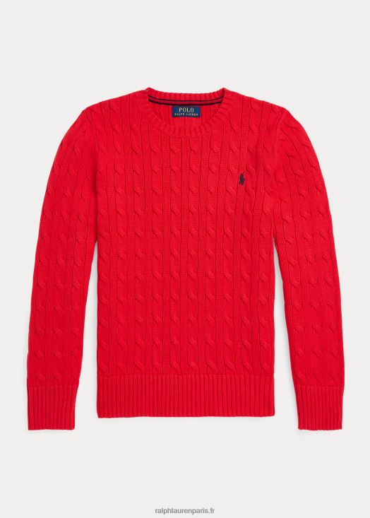 pull en coton à torsades 46T60T6548 enfants Ralph Lauren rl 2000 rouge