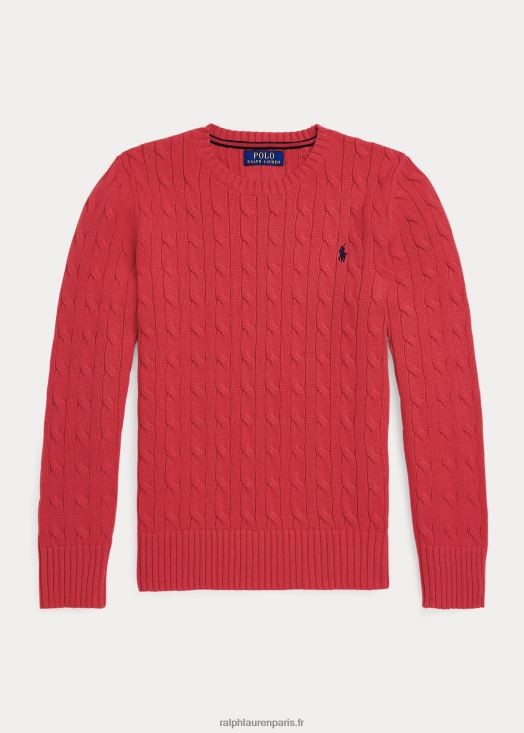 pull en coton à torsades 46T60T6549 enfants Ralph Lauren tribord rouge
