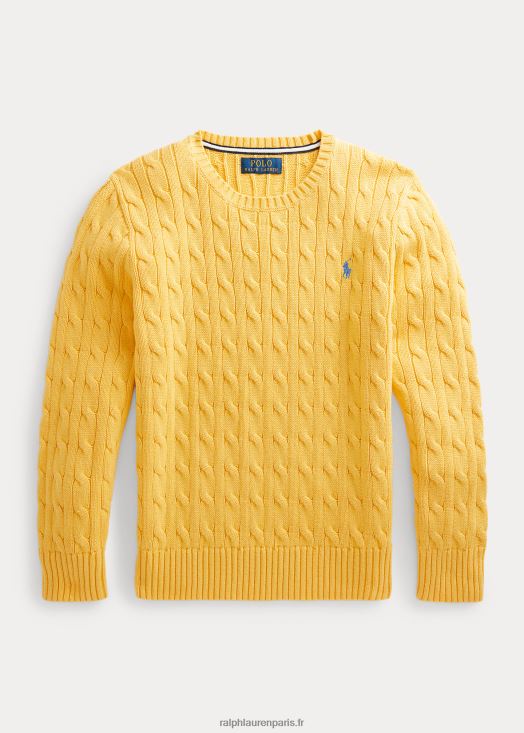 pull en coton à torsades 46T60T6550 enfants Ralph Lauren maïs jaune