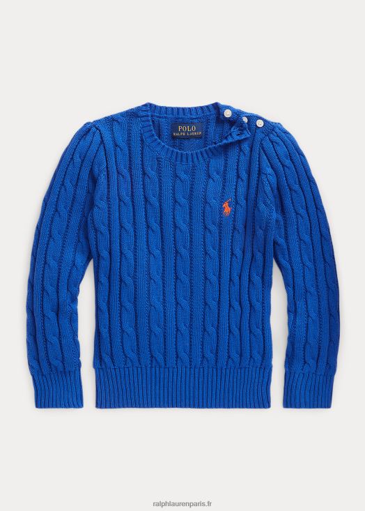 pull en coton à torsades 46T60T7390 enfants Ralph Lauren nouvel iris