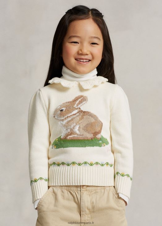 pull lapin en coton nouvel an lunaire 46T60T6733 enfants Ralph Lauren crème de club