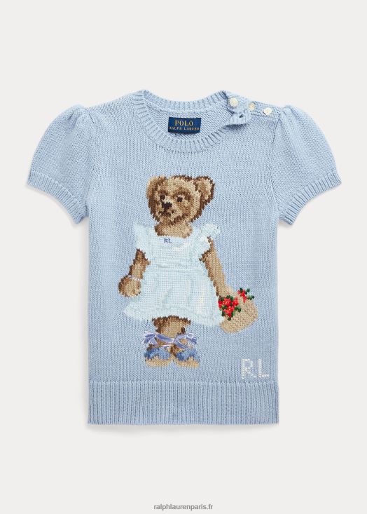 pull à manches courtes en coton polo bear 46T60T6814 enfants Ralph Lauren bleu immobilier