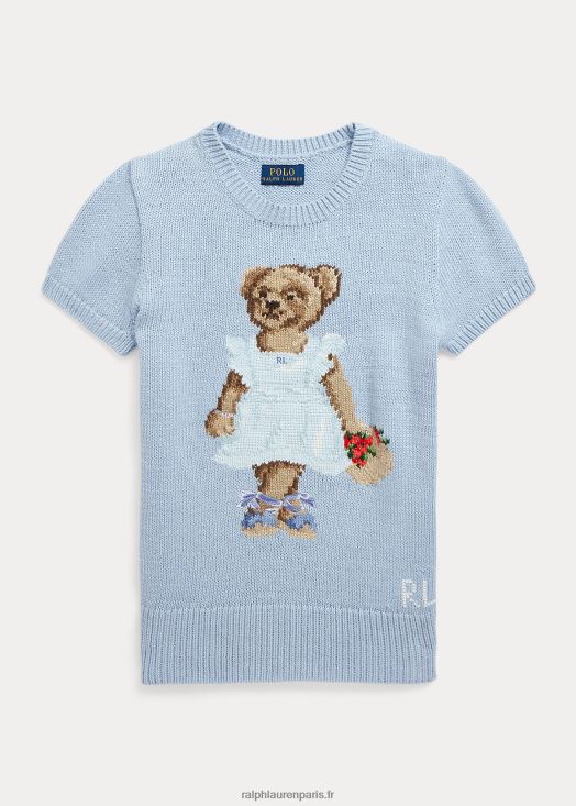 pull à manches courtes en coton polo bear 46T60T7055 enfants Ralph Lauren bleu immobilier