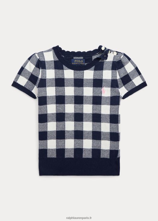 pull à manches courtes en coton vichy 46T60T7366 enfants Ralph Lauren multi bleu marine raffiné