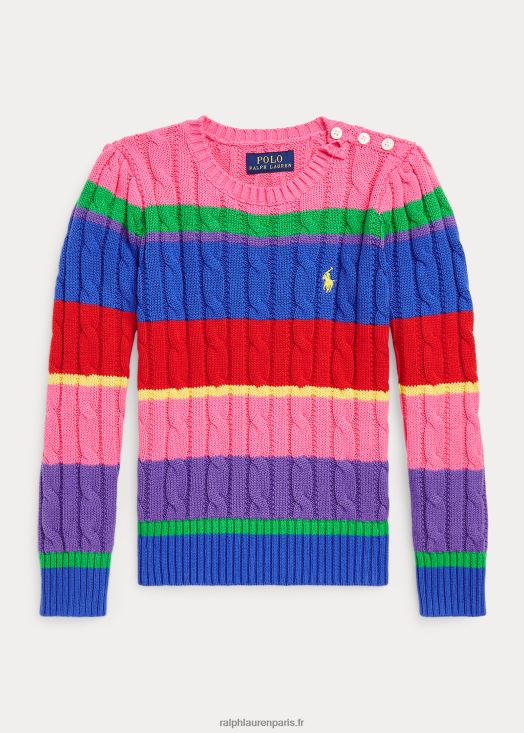 pull rayé en coton à maille torsadée 46T60T6885 enfants Ralph Lauren nouvel iris multi