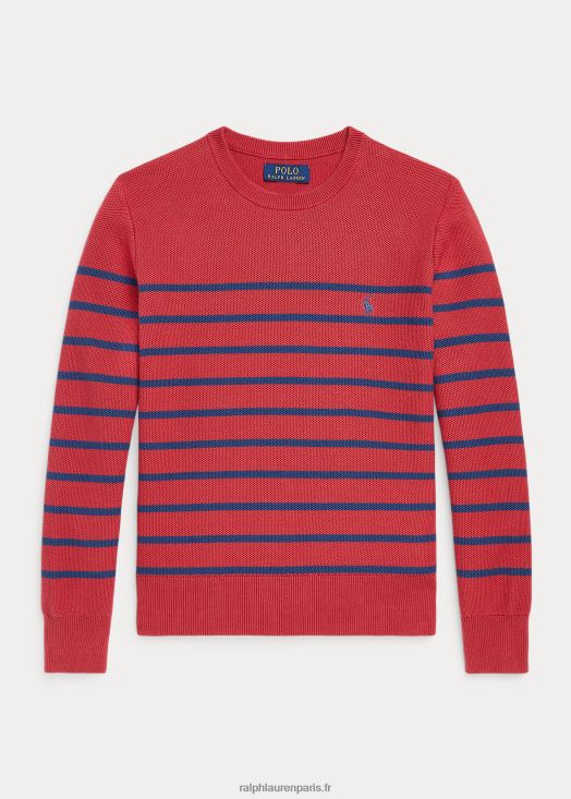 pull rayé en maille de coton 46T60T9934 enfants Ralph Lauren piment