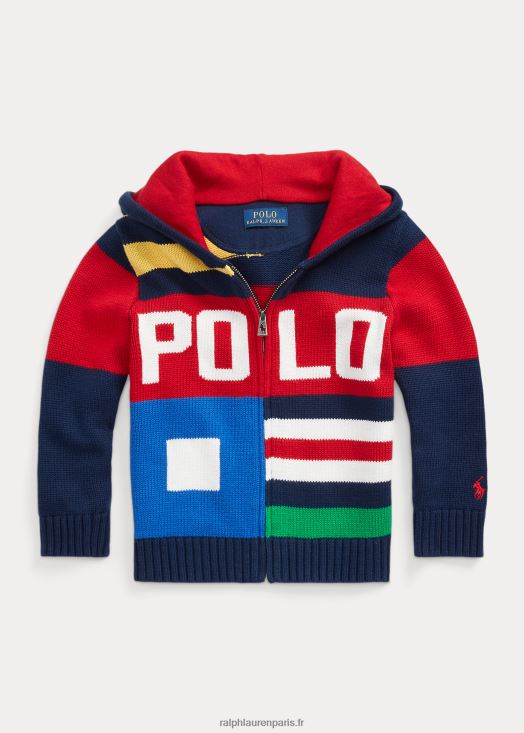 pull zippé en coton color-block 46T60T6478 enfants Ralph Lauren multi bleu marine raffiné