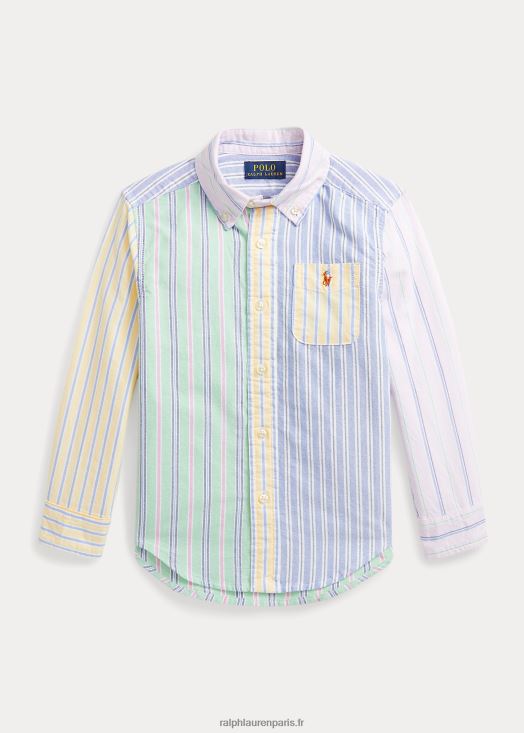 chemise amusante en coton oxford à rayures 46T60T6457 enfants Ralph Lauren funshirt à rayures