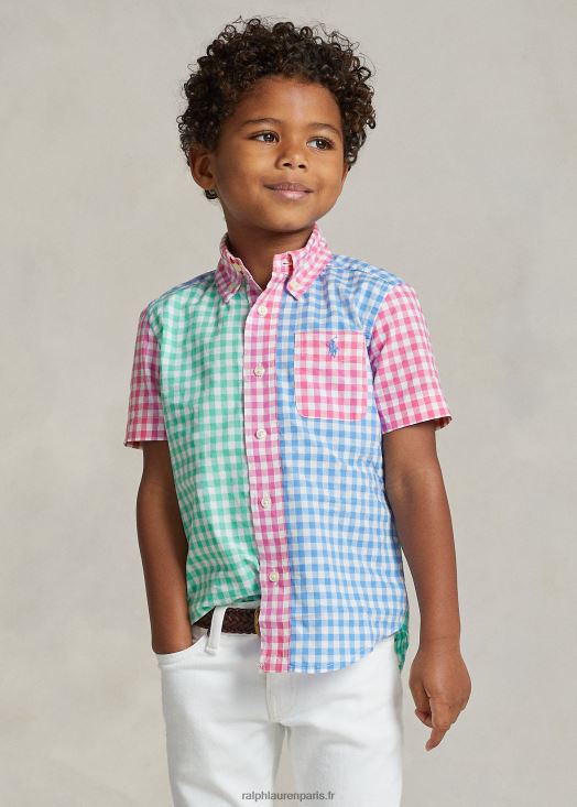 chemise amusante à manches courtes en popeline 46T60T6418 enfants Ralph Lauren chemise amusante
