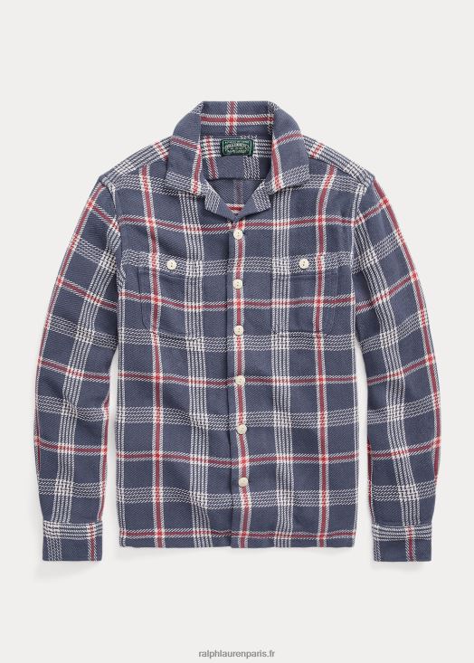 chemise camp dobby en coton à carreaux madras 46T60T6191 enfants Ralph Lauren marine/blanc cassé multi
