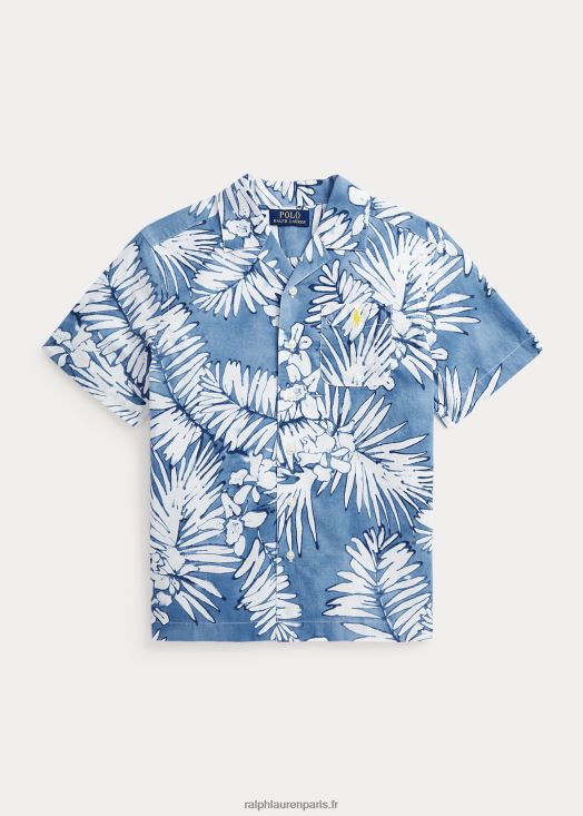 chemise camp en coton et lin à imprimé palmiers 46T60T5757 enfants Ralph Lauren palmiers batik