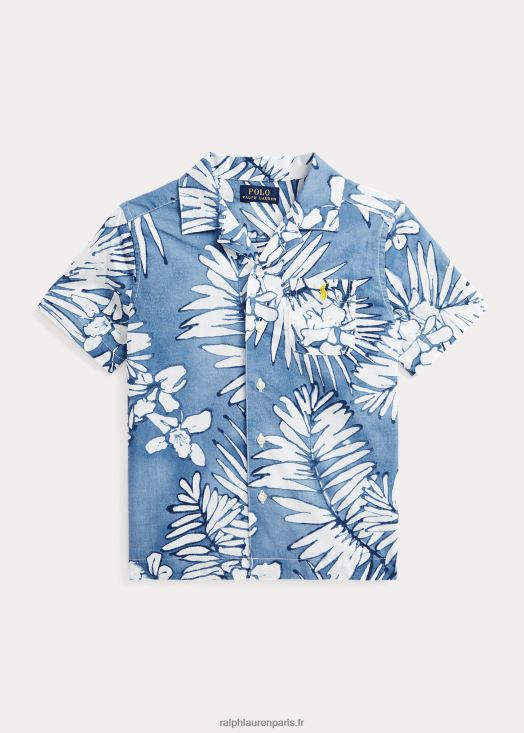 chemise camp en coton et lin à imprimé palmiers 46T60T6109 enfants Ralph Lauren palmiers batik