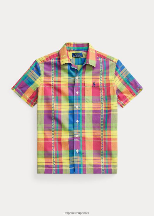 chemise camp madras en coton 46T60T6148 enfants Ralph Lauren multi jaune/rouge